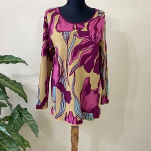 Soft Surroundings sweater women’s size Medium Long Sleeve Floral Pullover